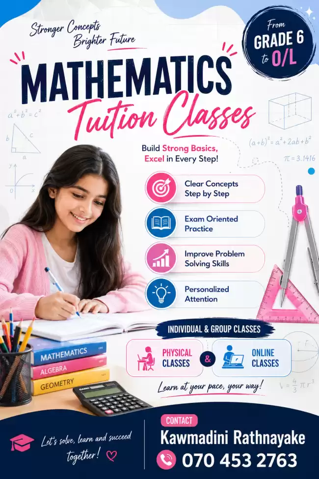 Mathematics Classes (English & Sinhala Medium)