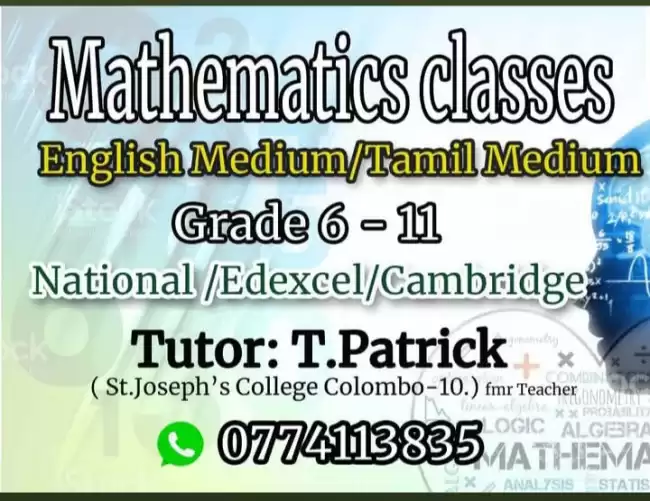 Mathematics Classes(English/Tamil)medium