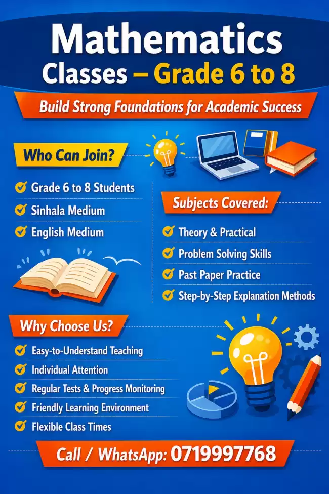 Mathematics Classes for Grade 6 to 8