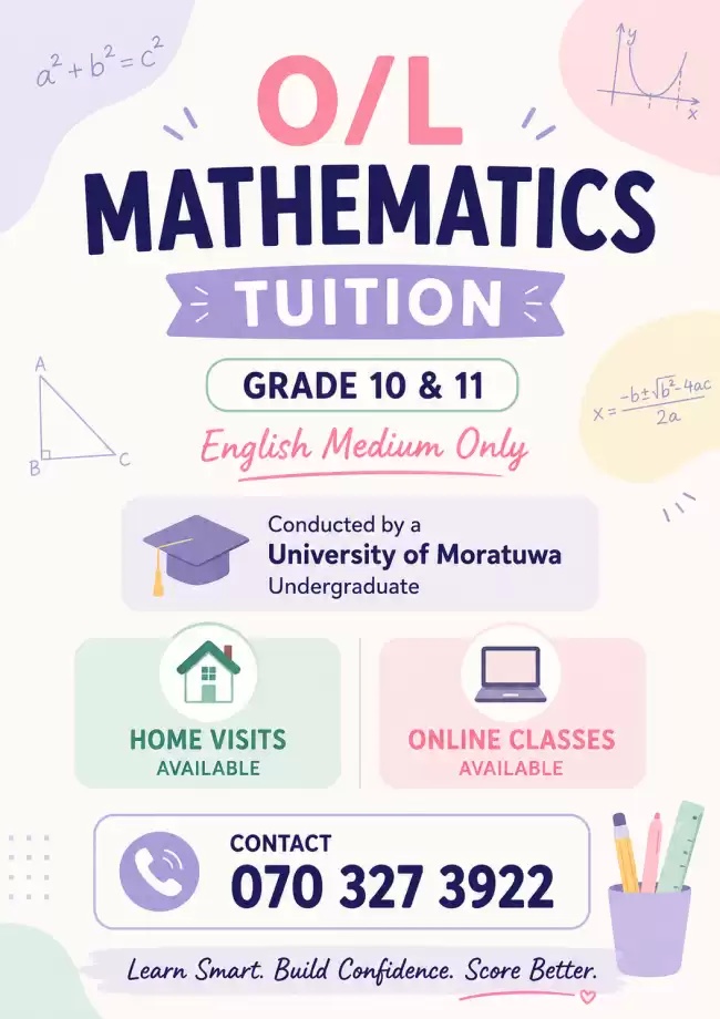 Mathematics classes for O level students(Grade 10 and 11)