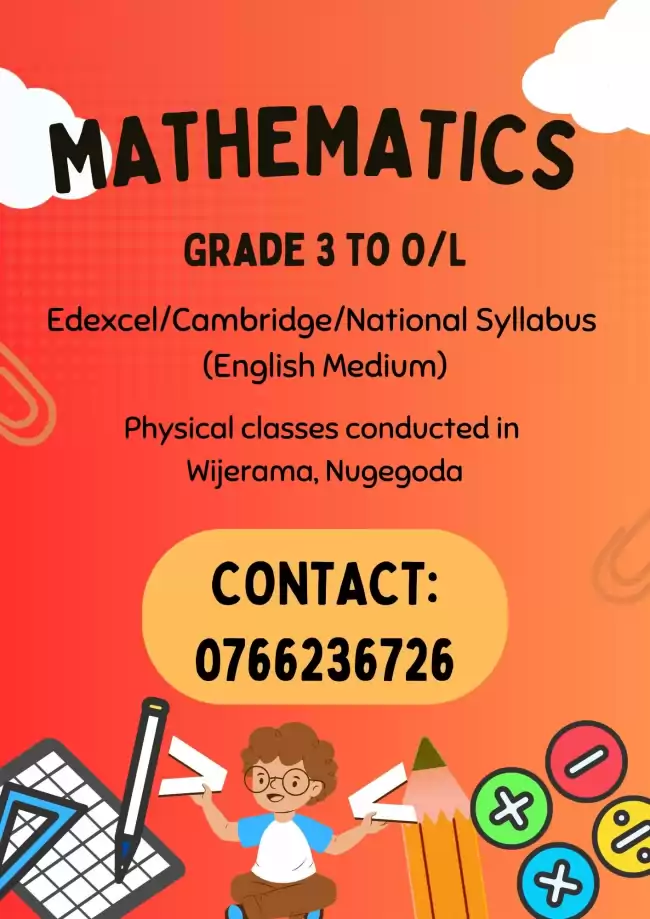 Mathematics Classes For Students From Grade 3 To O/L - Edexcel/Cambridge/Local Syllabus