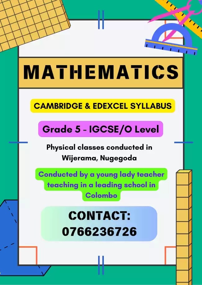 Mathematics Classes For Students From Grade 5 To O-Level/IGCSE- Edexcel & Cambridge Syllabus
