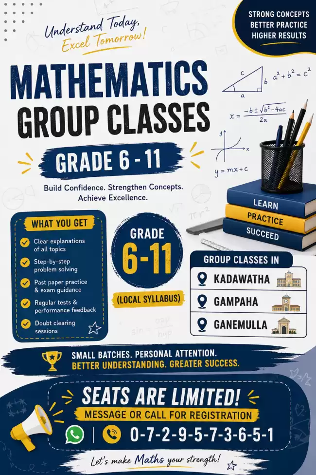 Mathematics Classes (Individual/Group) Grade 6-11