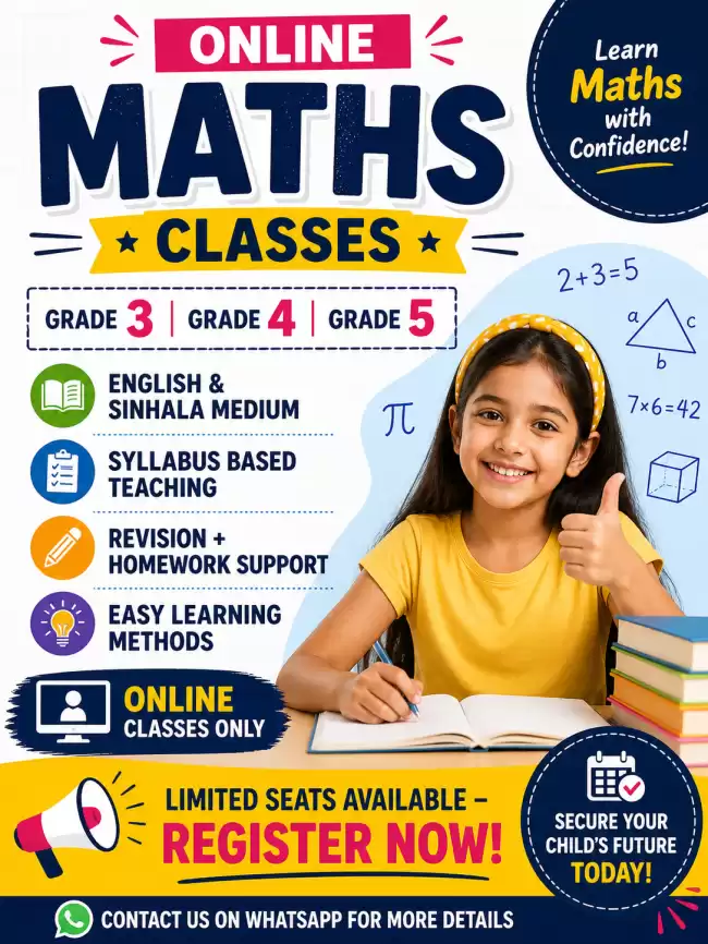Mathematics classes (online ) English and Sinhala medium