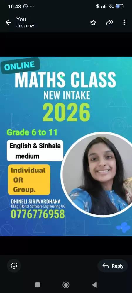 Mathematics grade 6 to 11 | English and Sinhala medium group and individual.
