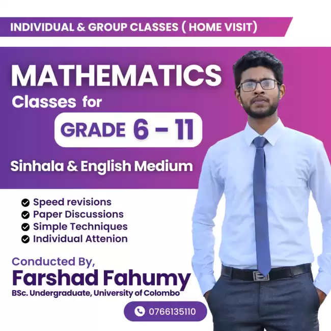 Mathematics Home Visit Classes For Grade 6 – 11