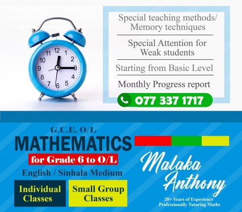 Mathematics individual classes (Home visit) for grade 6 to O/L