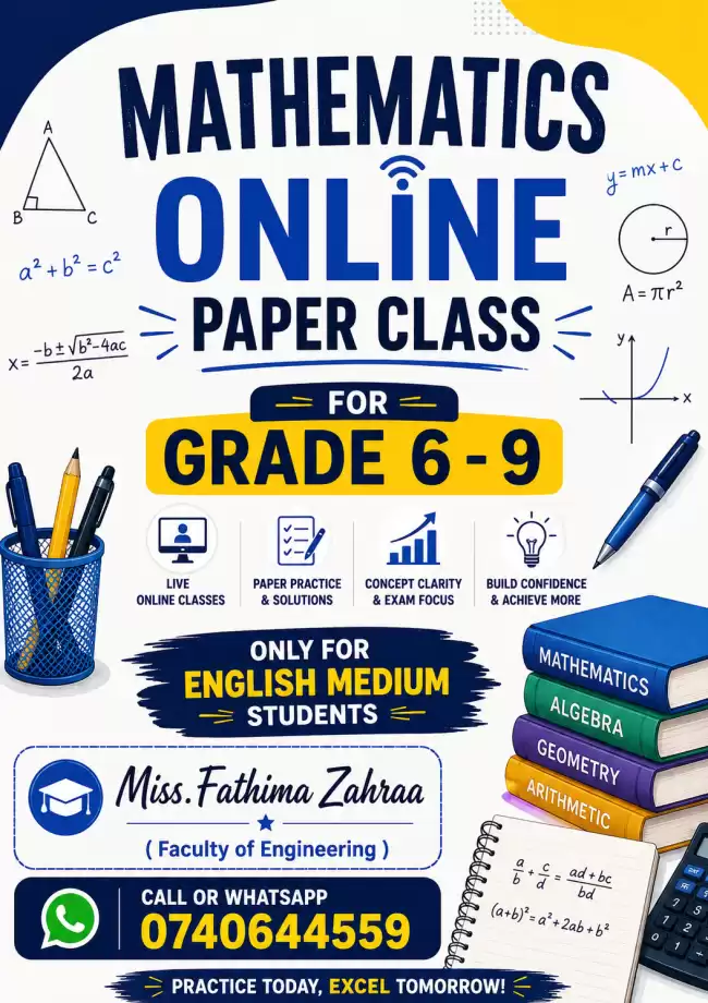 Mathematics Online Paper Class for Grade 6 - 9 Students