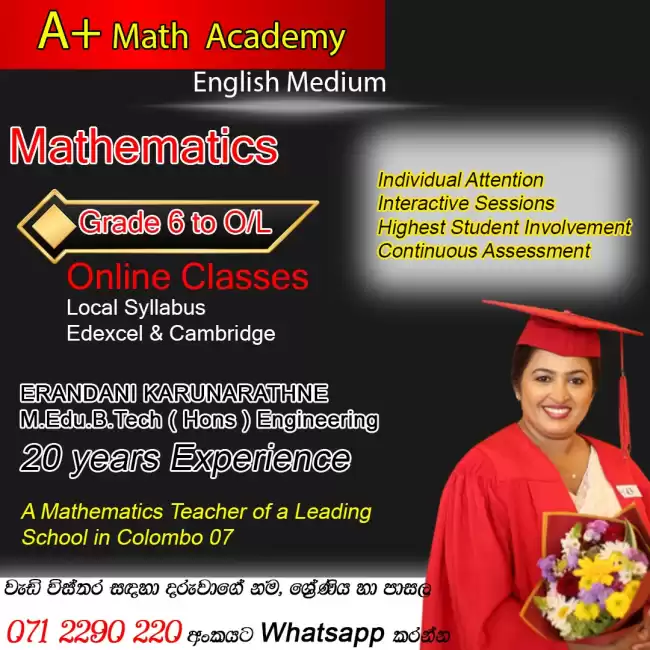 Mathematics Tution Classes - English medium - Local syllabus, Edexel & Cambridge - Grade 6-11