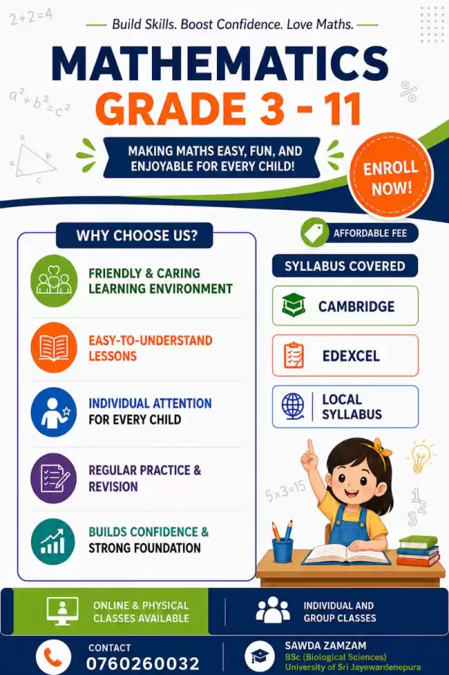 Mathematics Tutor (Grade 3-11 )