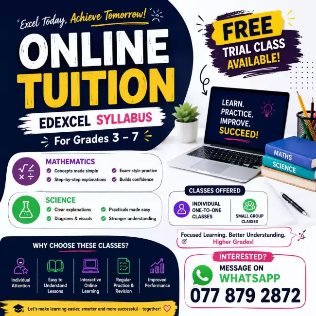 Maths and Science Classes- Grade 3 - 7(Edexcel Syllabus)