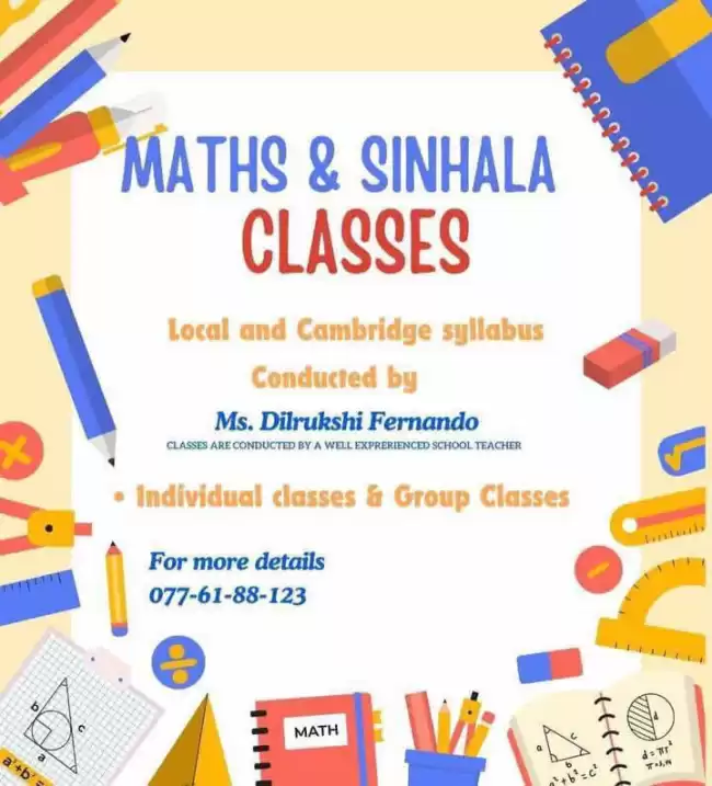 Maths and Sinhala classes