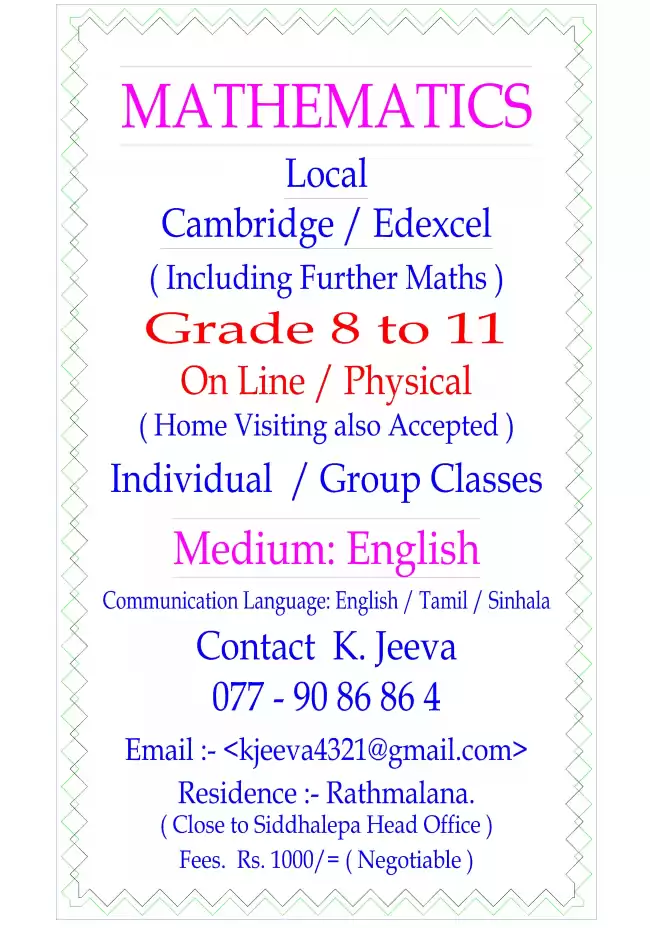 Maths Classes Gr. 8 to Gr. 11