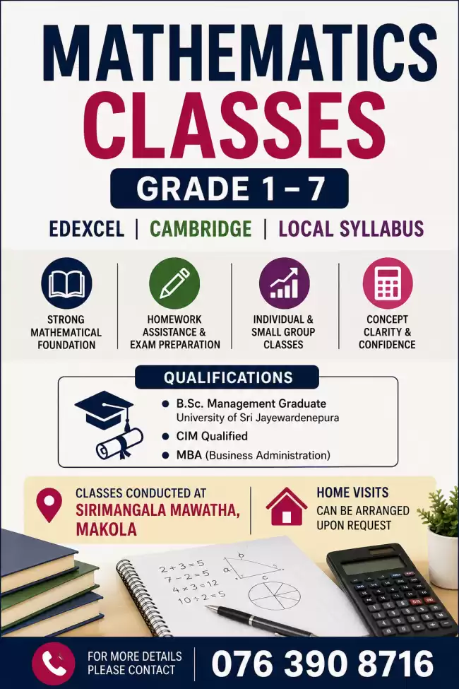 Maths Classes (Grade 1–7) | Edexcel, Cambridge & Local Syllabus | Makola