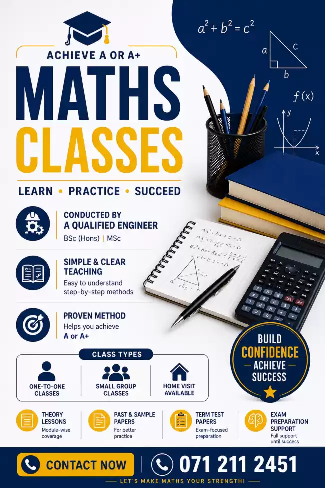 Maths Classes – Grade 6 to 11 English Medium | Sinhala Medium
