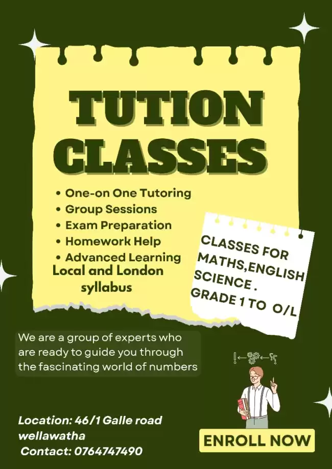 Maths,English and science classes from 1 to o/l