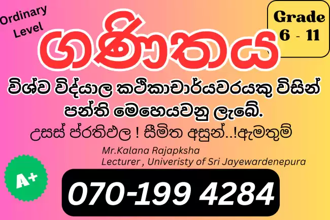 Maths Grade 6-11 |ගණිතය (6-11 ශ්‍රේණි) - විශේෂ පන්ති
