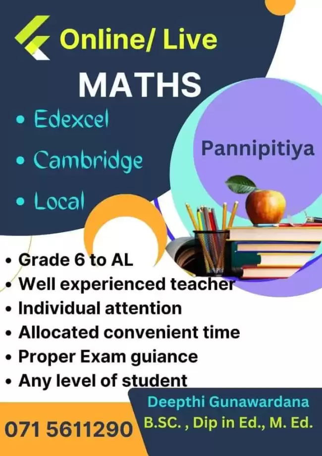 Maths Grade 6 to AL clzs @ Pannipitiya