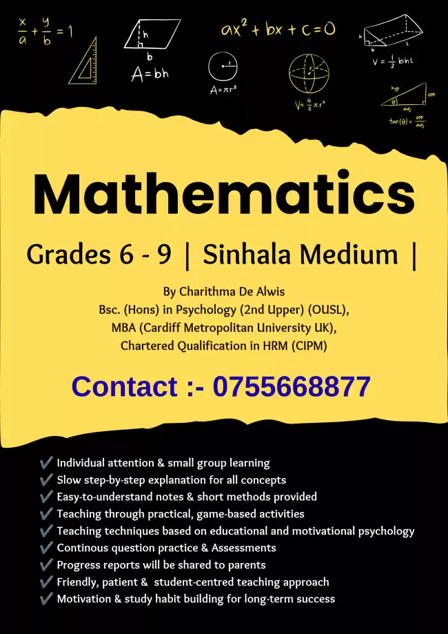 Maths Made Simple, Clear & Enjoyable | Grade 6 - 9 | Sinhala Medium