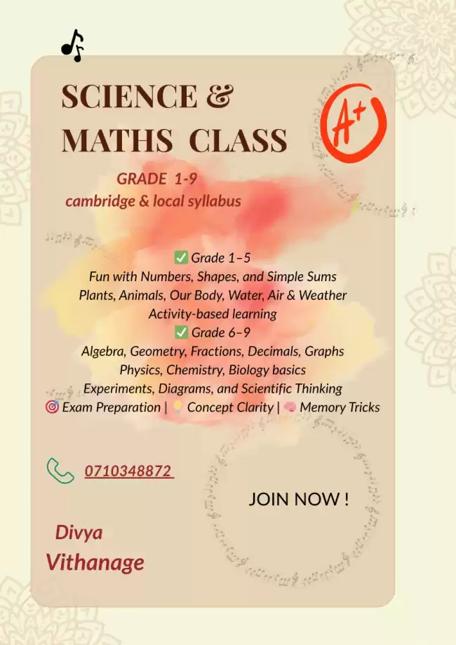 Maths &Science classes grade 1-9