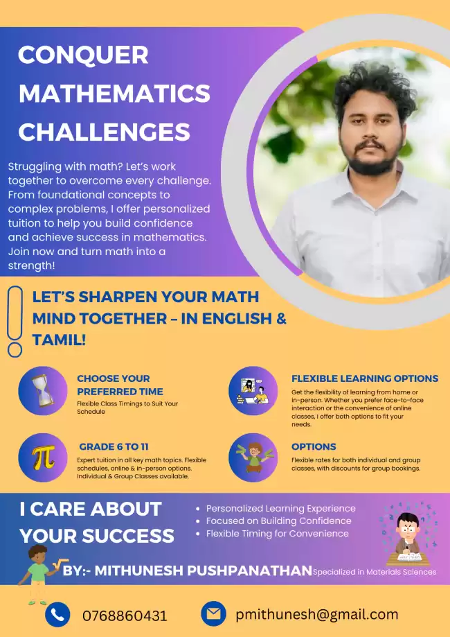 Maths Tuition by BSc (Hons) Graduate – Grade 6 to O/L