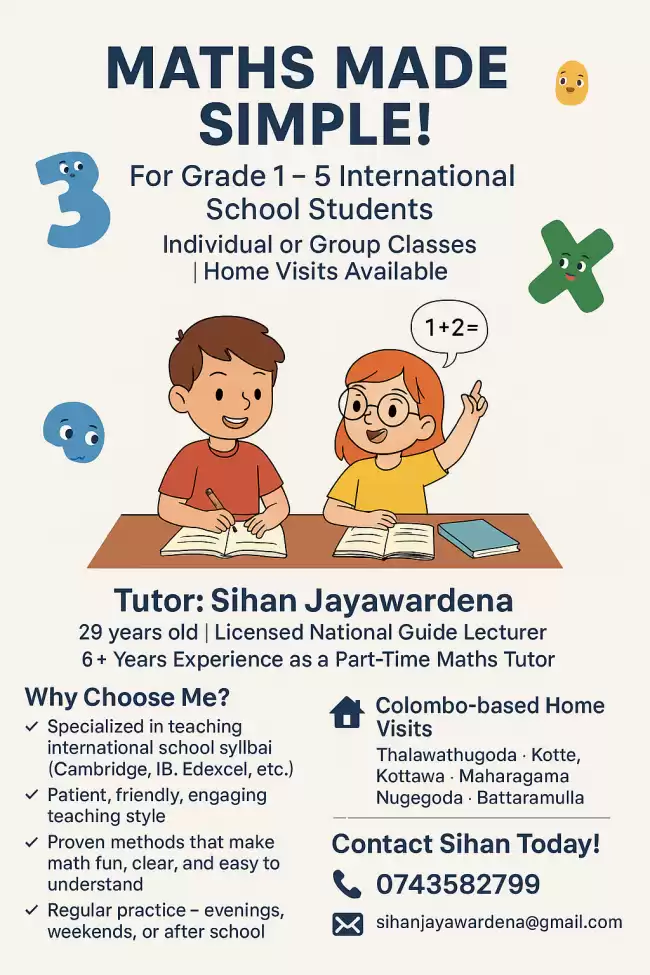 Maths Tutor for kids (Grade 1-5) English Medium