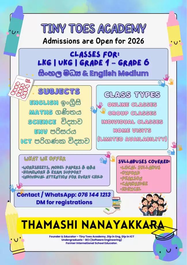 New Classes for LKG, UKG & Grades 1–5 – 2026