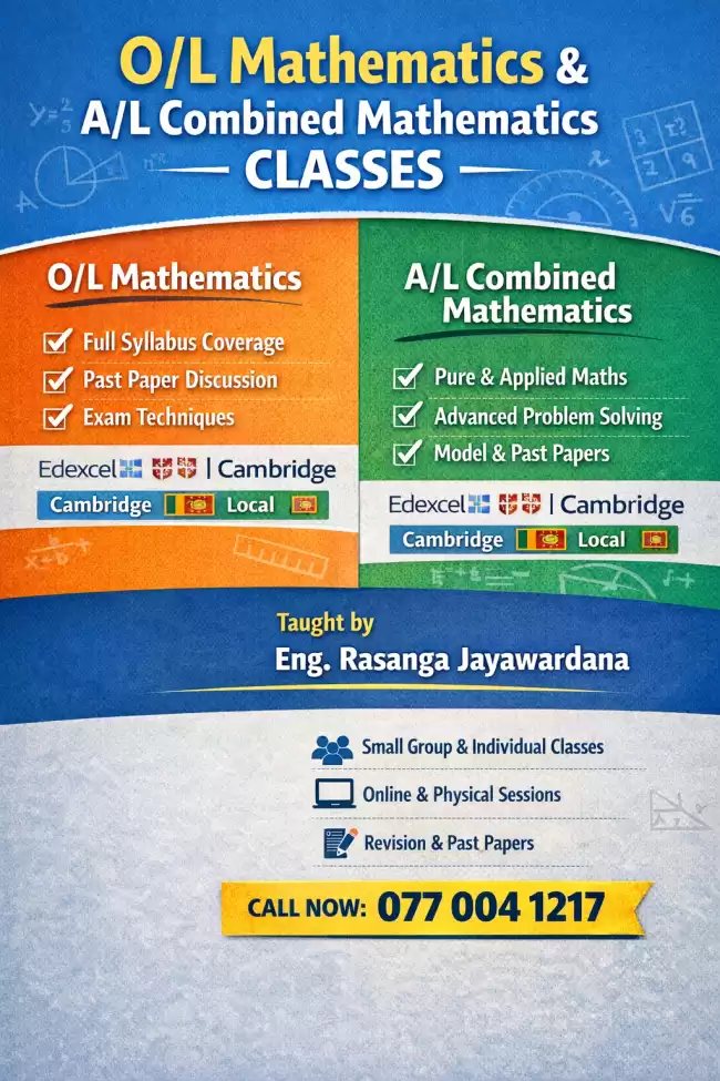 O/L & A/L Combined Mathematics Tuition – Edexcel, Cambridge & Local