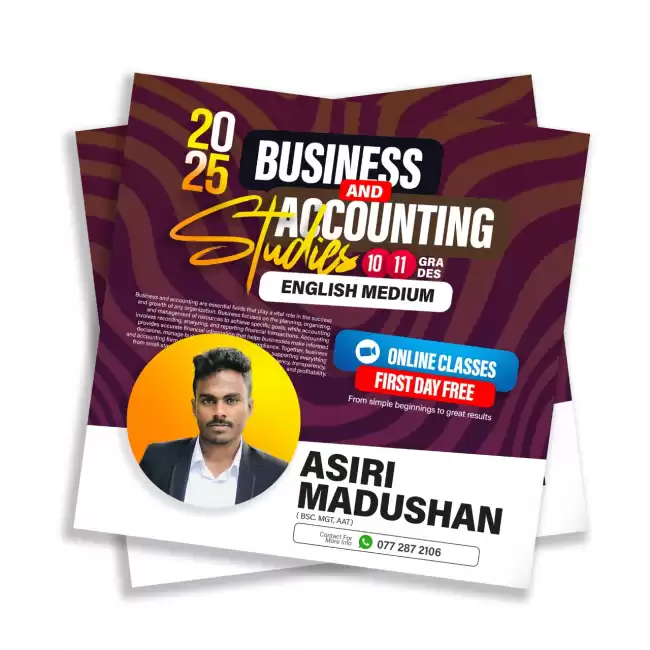 O/L Business & Accounting Studies (Commerce) English Medium Classes 10 & 11 - Asiri Madushan