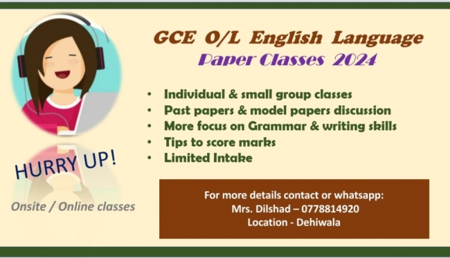 O/L English Language Paper Classes