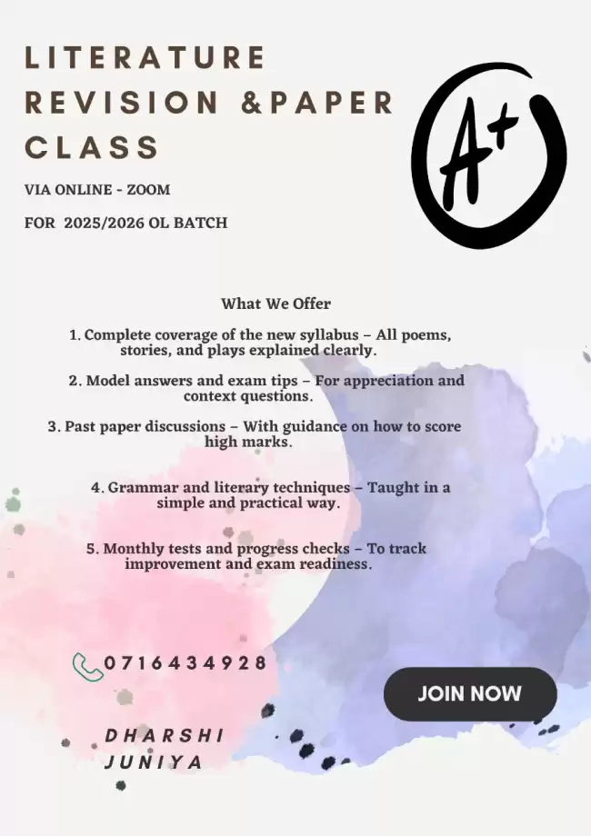O/L English literature classes Revision (grade 10&11 )