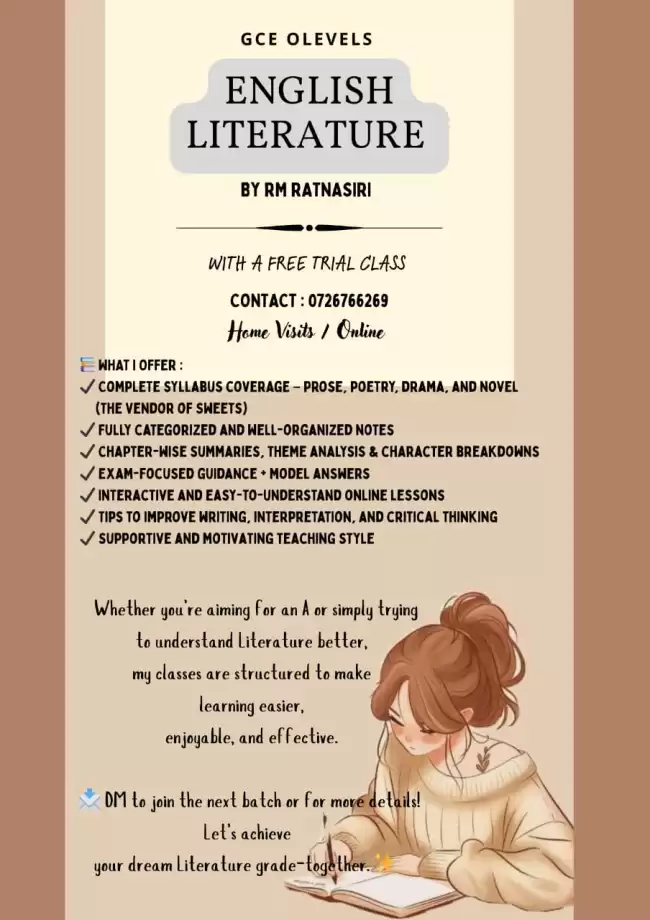 ✨ O/L English Literature Tuition – Online ✨