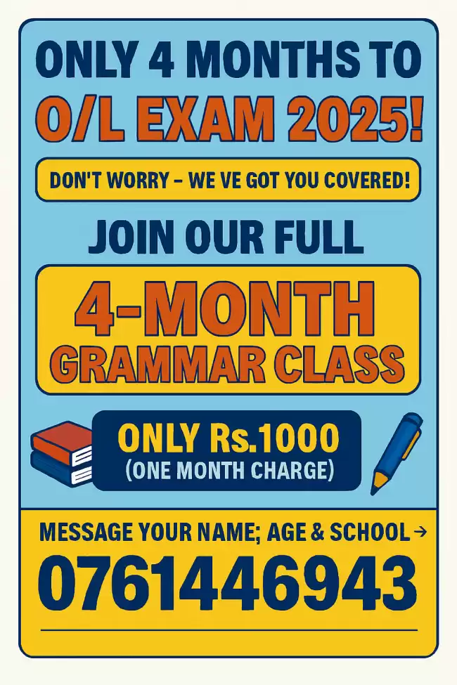 O/L English speed rivision Online classes or 2026 O/L studnets