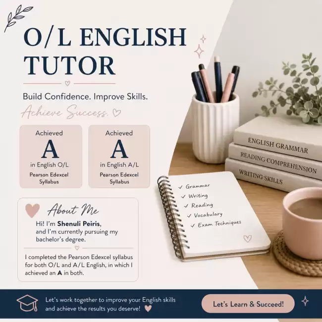 O/L English Tutor | Personalized Lessons for Success
