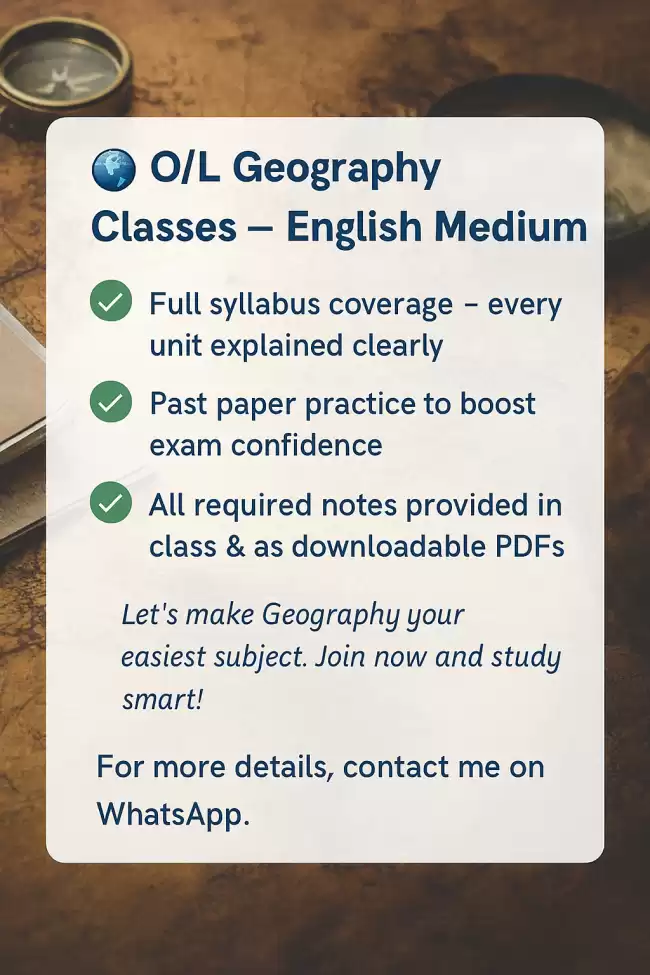 O/L Geography Classes – English Medium (grade 10/11)