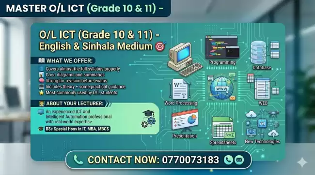 O/L ICT (Grade 10 & 11) - English & Sinhala Medium