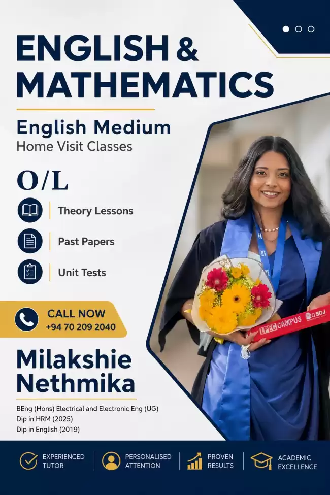 O/L Mathematics and English tuition classes