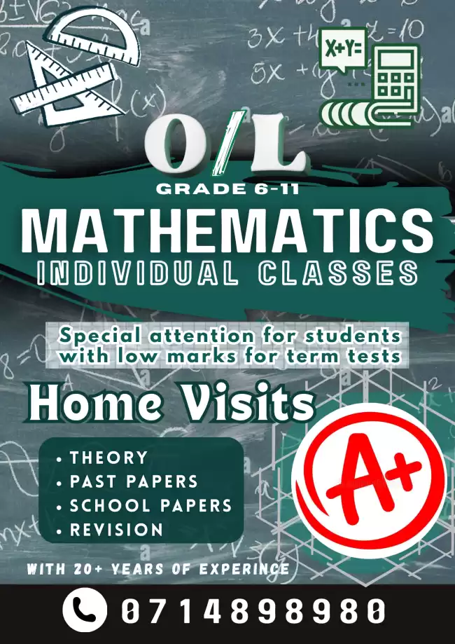 O/L MATHEMATICS GRADE 6-11 INDIVIDUAL CLASSES 🎯
