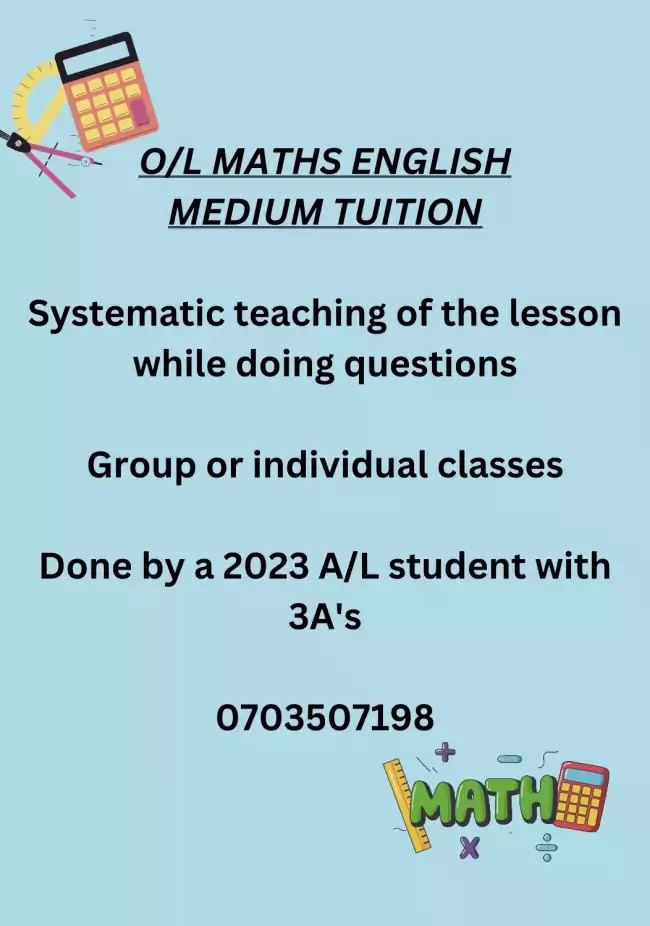 O/L maths english medium tuition