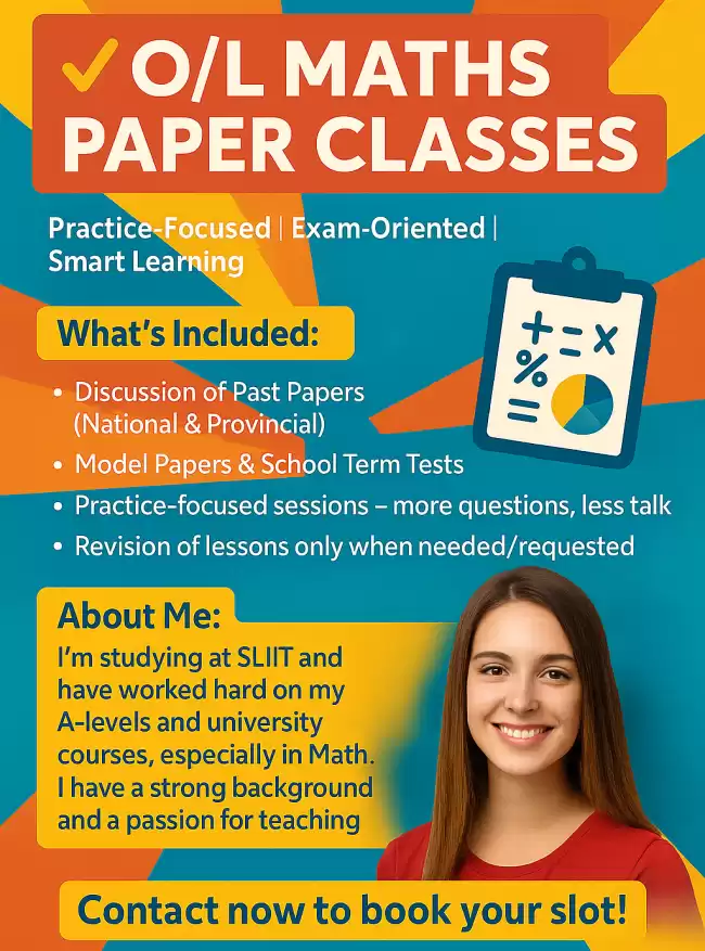 📝 O/L Maths Paper Classes (English medium) – Practice-Focused | Exam-Oriented | Smart Learning