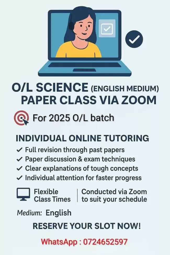 🧪 O/L Science (English Medium) – Paper Class via Zoom