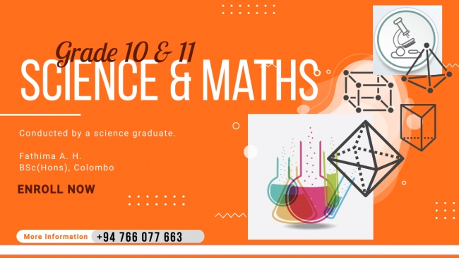 O/L Science & Maths classes For Tamil Medium Students