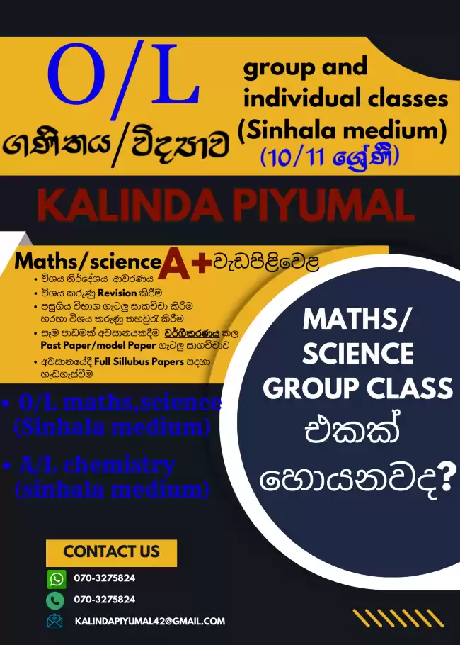 O/L science/maths sinhalamedium classes(theory/Revissions)