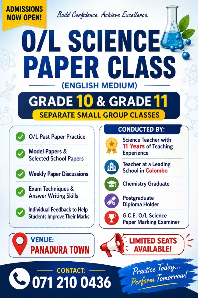 O/L Science Paper class