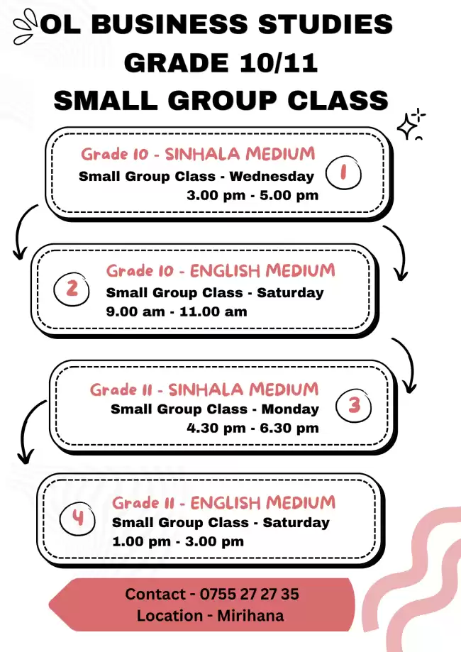 OL Business Studies Group Class - English Sinhala Medium