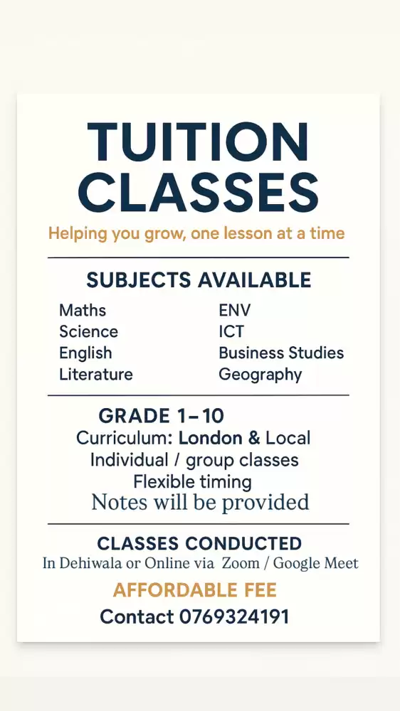 ONLINE AND PHYSICAL CLASS(kalubowila)