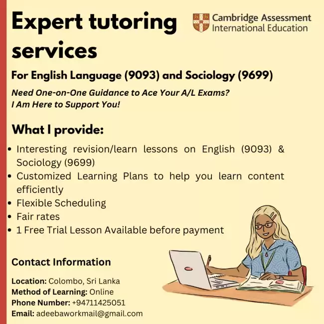 ONLINE CAMBRIDGE 9699 SOCIOLOGY AND 9093 ENGLISH LANGUAGE TUTOR