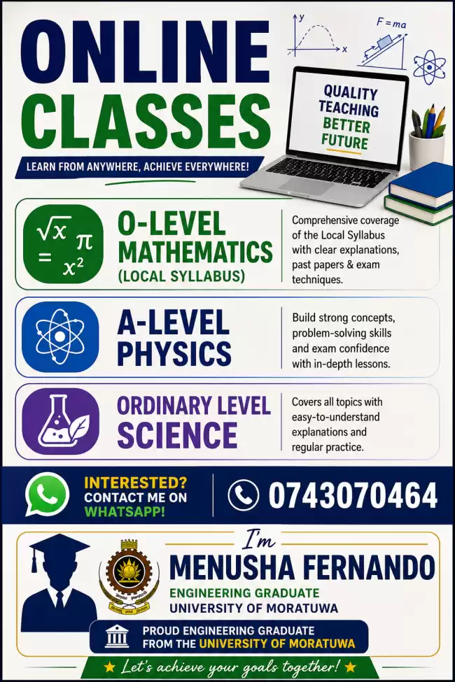 Online classes for O/L mathematics, science