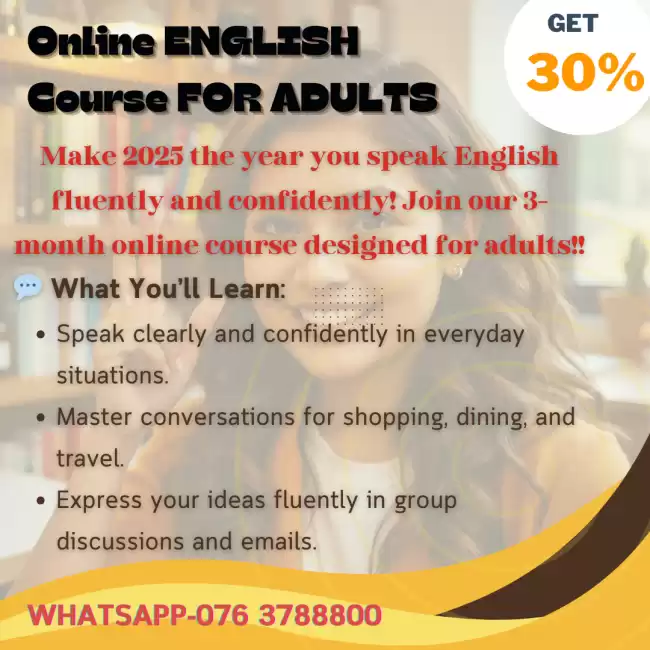 ONLINE ENGLISH CLASS FOR ADULTS!