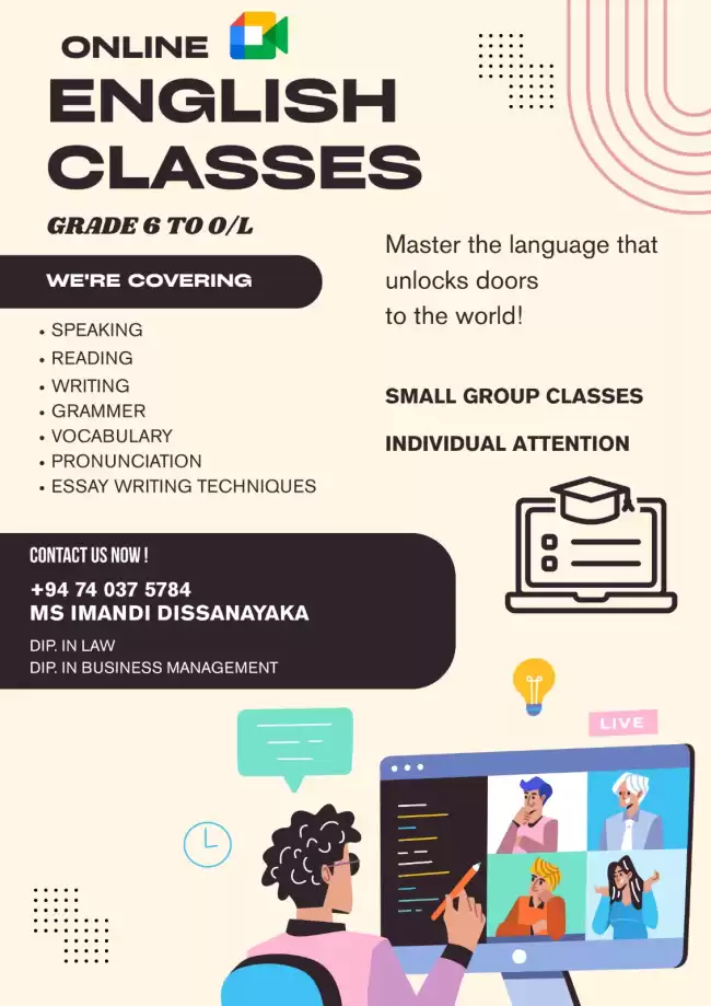 Online English Classes Grade 6 to 11 ( O/ L )
